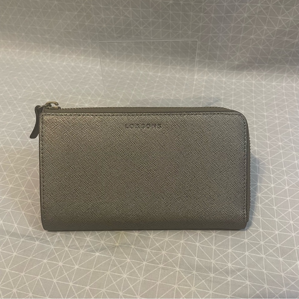 Lo & Sons The‎ Leather Wallet in Pewter Saffiano/Gold/Camel
